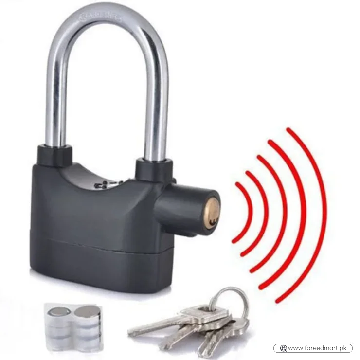 High-Security Gembok Alarm Lock | Waterproof Siren Padlock for Bike, Scooter & Door Protection