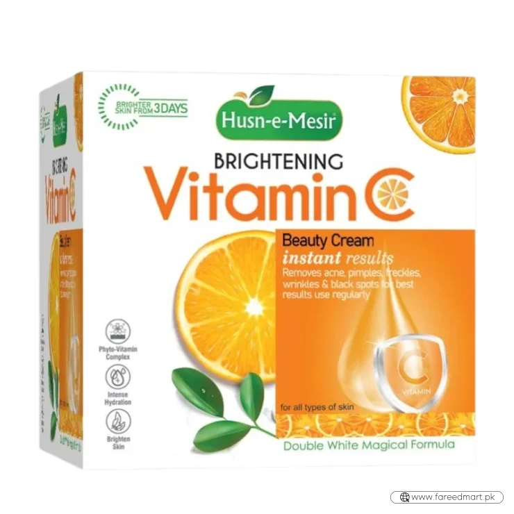 Husn e Mesir Vitamin C Brightening Cream Natural Glow Anti-Blemish Deep Action Formula for Radiant Skin