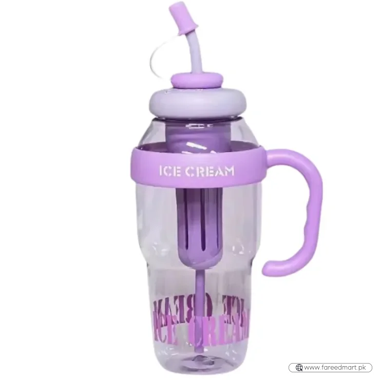 Ice Cream Water Bottle with Straw & Tea Infuser | 1400ml  |  | Large Capacity Gym & Summer Drink Bottle | Random color