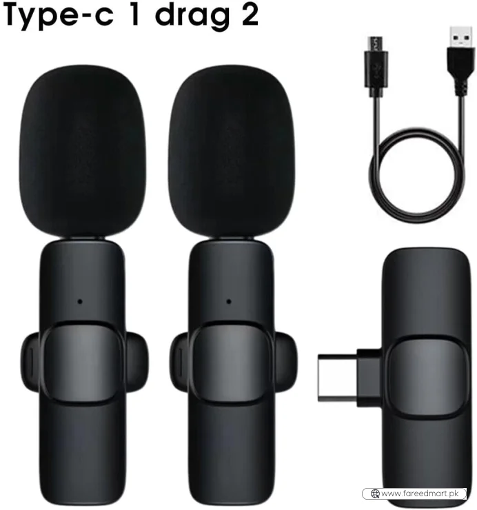 K9 Dual Wireless Lavalier Microphone | Plug & Play USB Type-C | Mic with Auto Sync & Noise Reduction