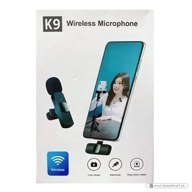K9 Wireless Lavalier Microphone | Plug & Play Type-C & iOS Mic with Noise Reduction