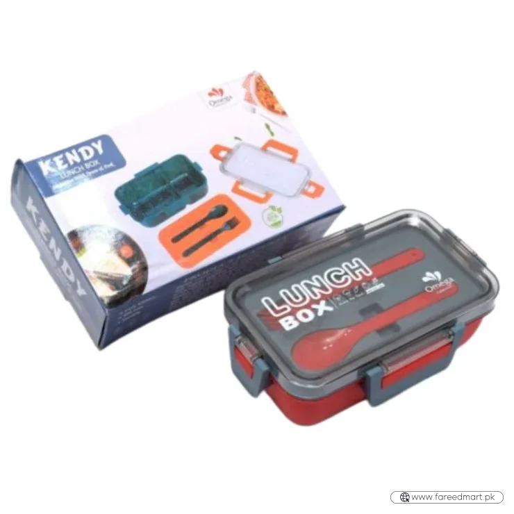 Kendy Lunch Box with Spoon & Fork  | 2-Compartment Portable Tiffin Box for School & Office