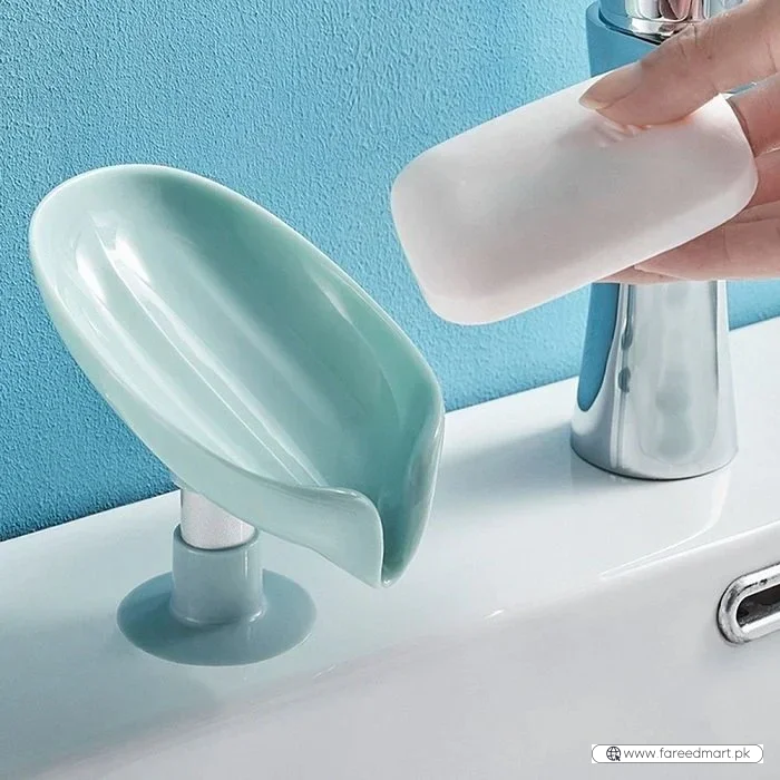 Leaf-Shaped Self-Draining Soap Holder | Stylish Waterfall Design with Suction Base for Bathroom & Kitchen | Random Colors