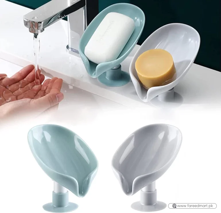 Leaf-Shaped Self-Draining Soap Holder | Stylish Waterfall Design with Suction Base for Bathroom & Kitchen | Random Colors