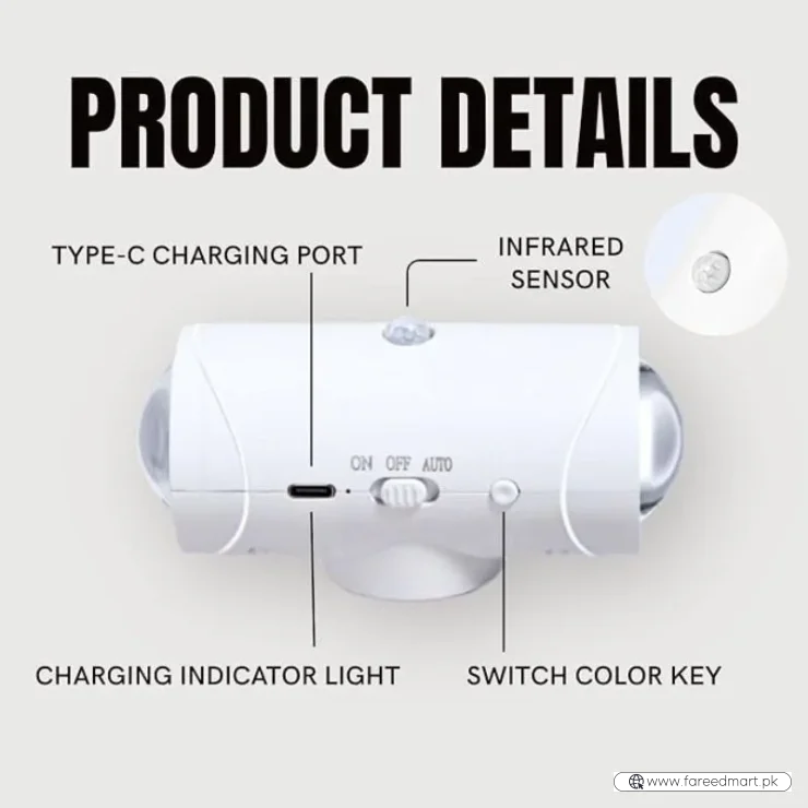 LED Night Light with Motion Sensor | Rechargeable Wireless Wall Lamp | Dimmable Smart Night Light | Magnetic Indoor & Outdoor Wall Light