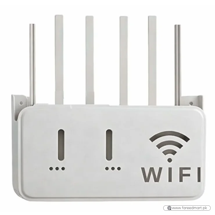 Light Gray WiFi Router Storage Box & Wall Mount Shelf  Universal Cable Organizer | Space-Saving Holder for Modem, Set-Top Box & Smart Devices | Home & Office Use
