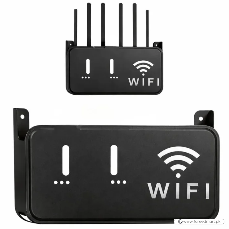 Light Gray WiFi Router Storage Box & Wall Mount Shelf  Universal Cable Organizer | Space-Saving Holder for Modem, Set-Top Box & Smart Devices | Home & Office Use