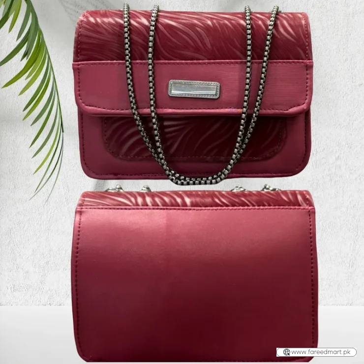 Luxury Women’s Shoulder Bag in Maroon Faux Leather for Casual, Work, and Formal Use