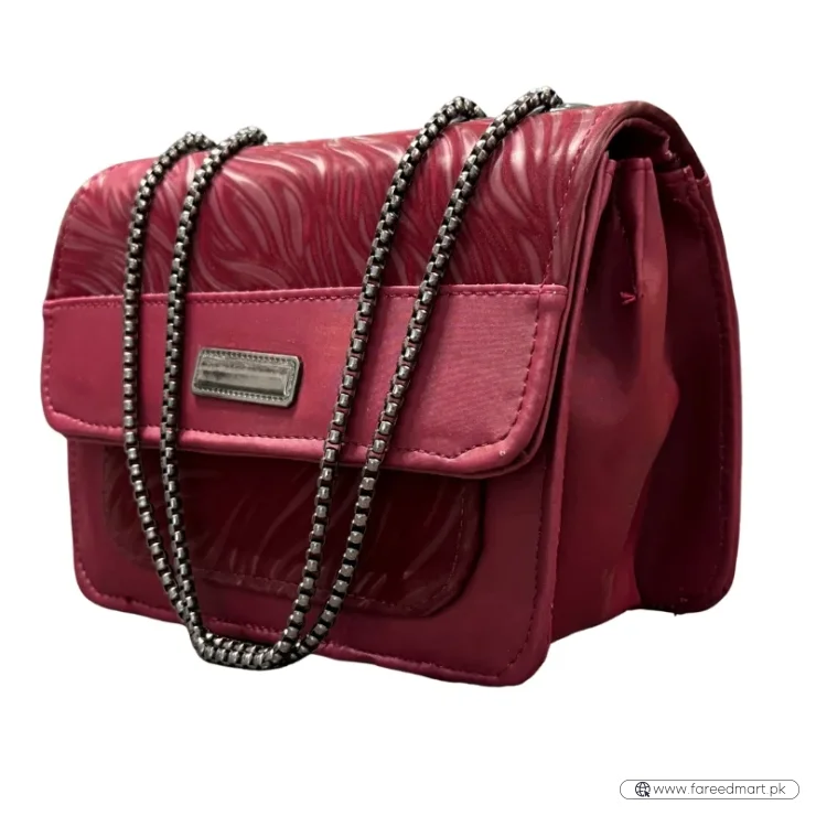Luxury Women’s Shoulder Bag in Maroon Faux Leather for Casual, Work, and Formal Use