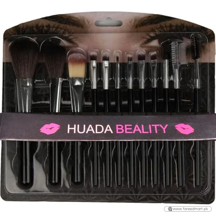 Makeup Brush Set – 12-Piece Professional Makeup Tool Kit | Soft, High-Quality Synthetic Bristles | Huada | Fit Me | Pabibrow