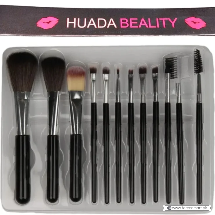Makeup Brush Set – 12-Piece Professional Makeup Tool Kit | Soft, High-Quality Synthetic Bristles | Huada | Fit Me | Pabibrow