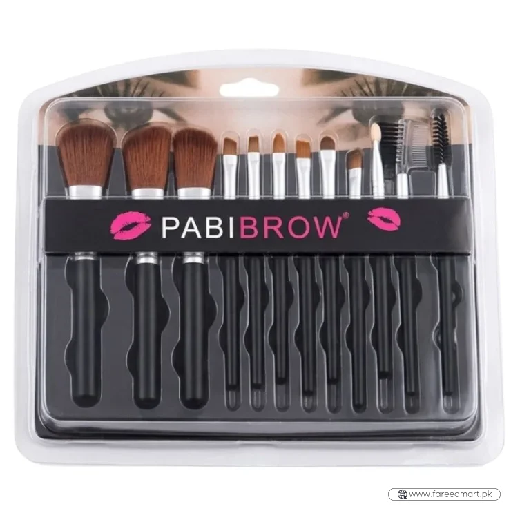 Makeup Brush Set – 12-Piece Professional Makeup Tool Kit | Soft, High-Quality Synthetic Bristles | Huada | Fit Me | Pabibrow