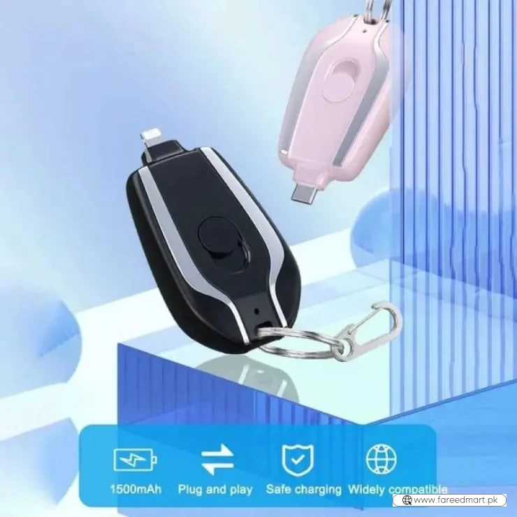 Mini Keychain Power Bank | Ultra-Compact 1500mAh | Emergency Charger for Phones & Gadgets