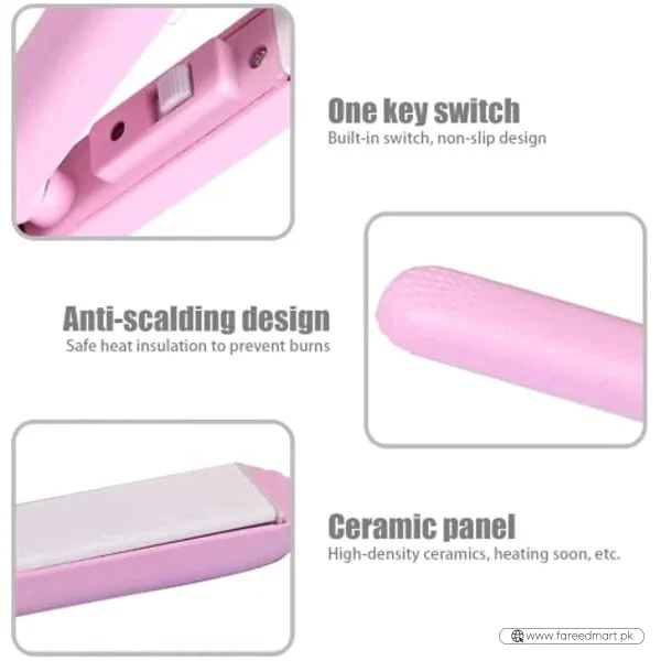 Mini Portable Ceramic Hair Straightener & Curler | Frizz-Free Smooth Hair | Random Color