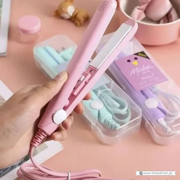 Mini Portable Ceramic Hair Straightener & Curler | Frizz-Free Smooth Hair | Random Color