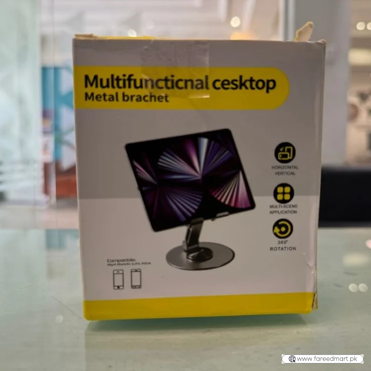 Multi-Angle 360° Rotating Metal Phone & Tablet Stand | Foldable, Universal & Elegant