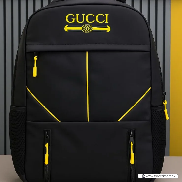 Multi-Functional Travel Backpack | Business Daypack with Laptop Compartment | Black & Yellow