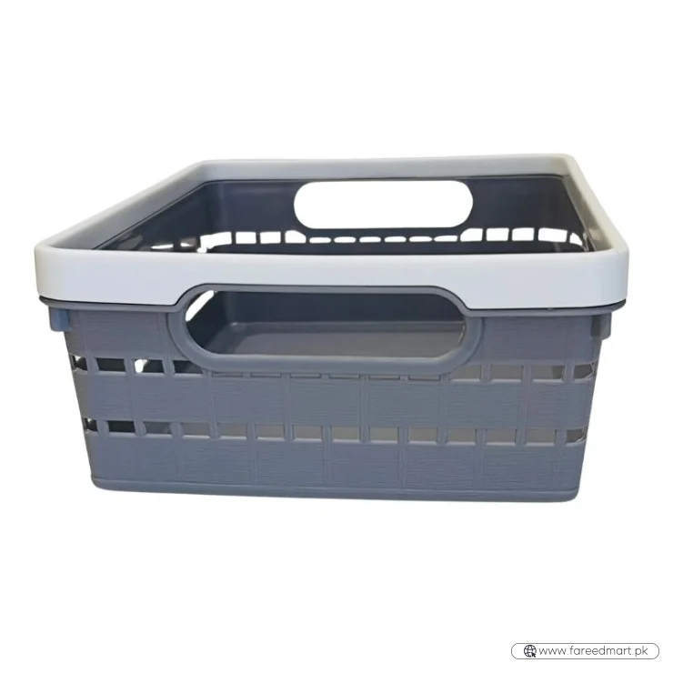 Multi-Purpose Woven Plastic Storage Basket with Handles Organizer Bin for Office, Pantry, and Home