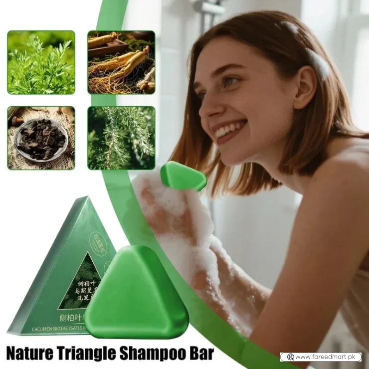 Nature Triangle Shampoo Bar | Plant-Based Herbal Hair Growth Soap | Calming, Strengthening & Eco-Friendly