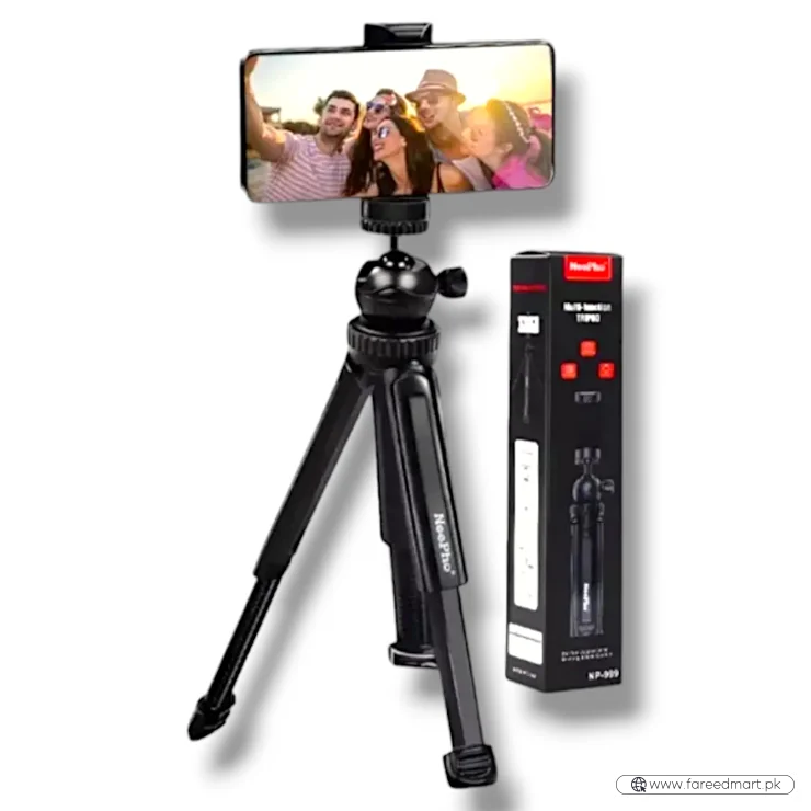 Nepho NP-999 2-in-1 Tripod & Extendable Selfie Stick | Adjustable Height, Universal Smartphone & Camera Mount |  Portable Photography Stand
