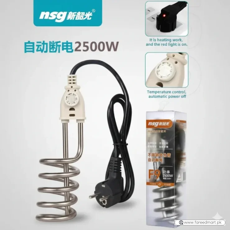NSG F9 Auto On/Off Water Heating Rod 2500W | Smart Sensor, Waterproof, Shockproof, Fast Heating