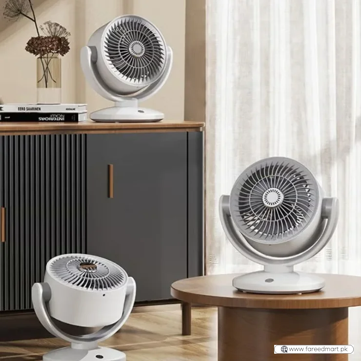 Oscillating Desktop Circulating Fan FT-905 | Rechargeable Mini Table Fan with LED Display & 3 Speeds
