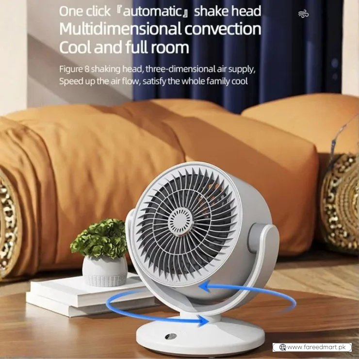 Oscillating Desktop Circulating Fan FT-905 | Rechargeable Mini Table Fan with LED Display & 3 Speeds