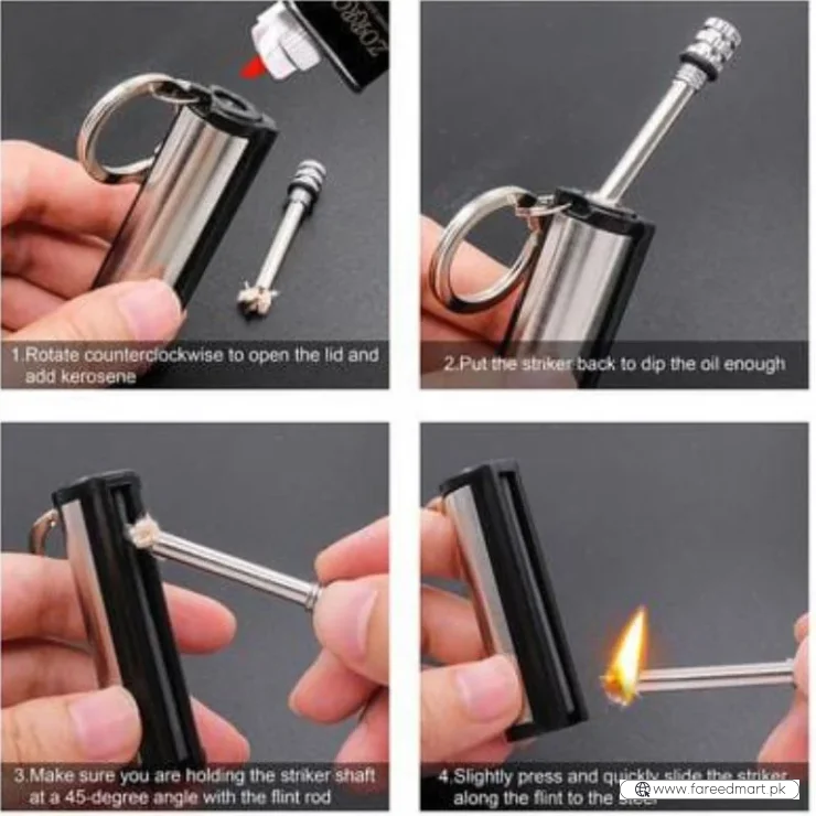 Permanent Match Striker Flint Stone Lighter with Keychain | Waterproof Survival Matchstick for Smoking & Outdoor Use
