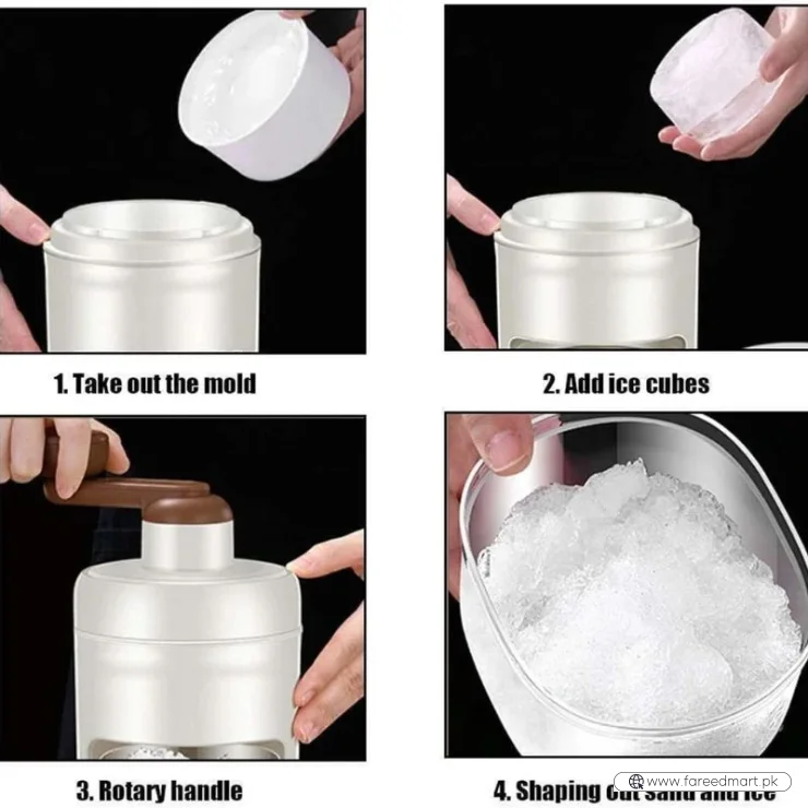 Portable Manual Ice Shaver  | Snow Cone & Slush Maker | Stainless Steel Blades | Ice Shaving Machine for Home, Kitchen & Camping