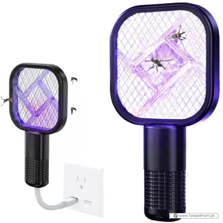 Portable Mini Mosquito Swatter   | USB Rechargeable Electric Bug Zapper with LED Night Light | Random color