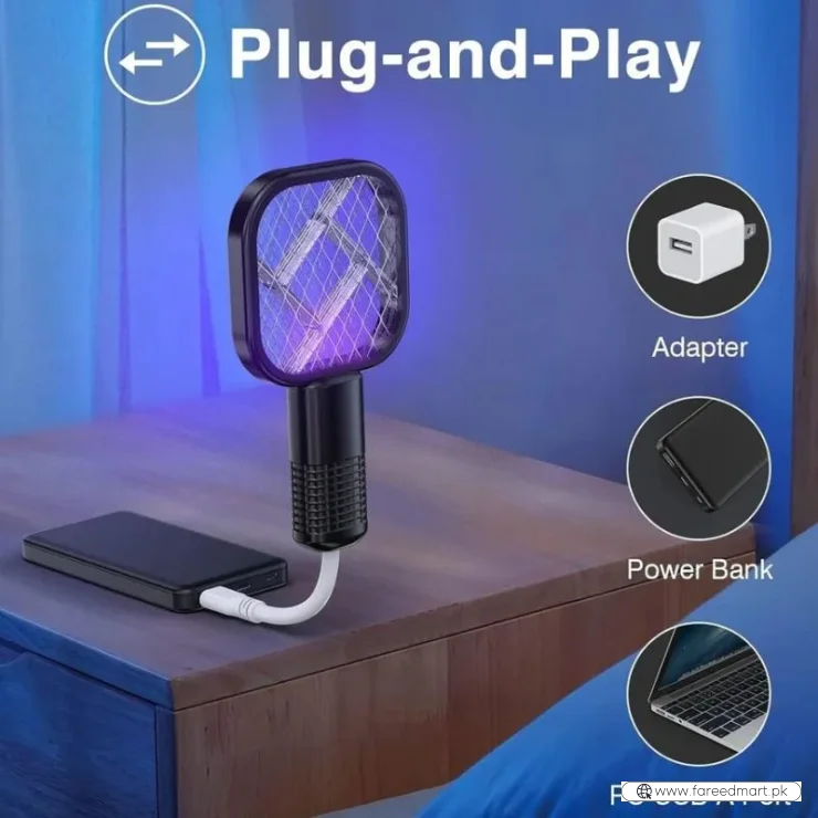Portable Mini Mosquito Swatter   | USB Rechargeable Electric Bug Zapper with LED Night Light | Random color
