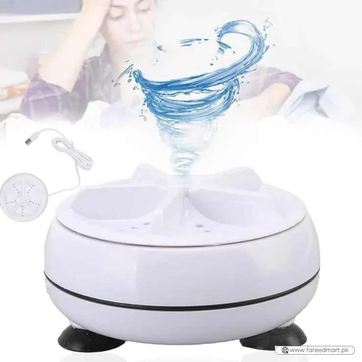 Portable USB Mini Turbo Washer | Ultrasonic Travel Washing Machine for Socks, Underwear & Dishes
