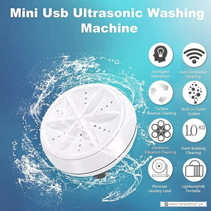Portable USB Mini Turbo Washer | Ultrasonic Travel Washing Machine for Socks, Underwear & Dishes