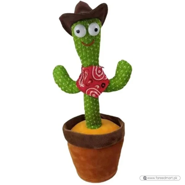 Rechargeable Dancing Cactus Toy with Hat | Interactive Singing, Talking & Dancing Plush for Kids