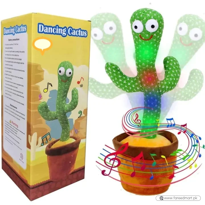 Rechargeable Dancing Cactus Toy with Hat | Interactive Singing, Talking & Dancing Plush for Kids