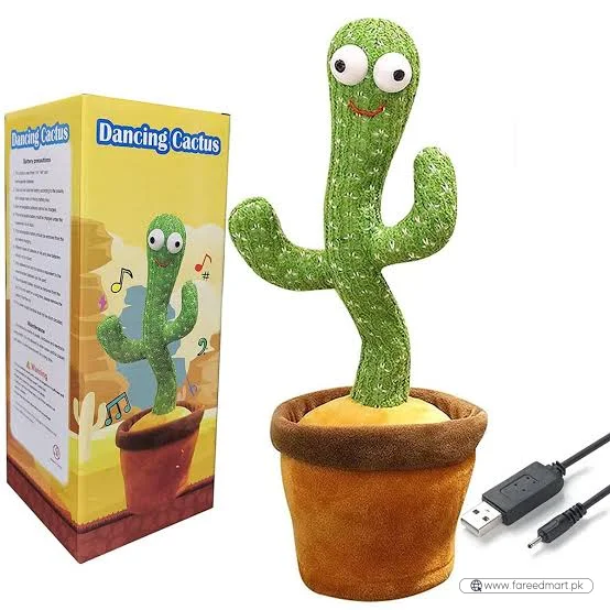 Rechargeable Dancing Cactus Toy with Hat | Interactive Singing, Talking & Dancing Plush for Kids