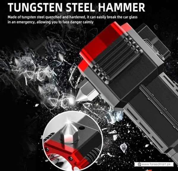 Rechargeable Tactical LED Flashlight | Power Bank with Safety Hammer