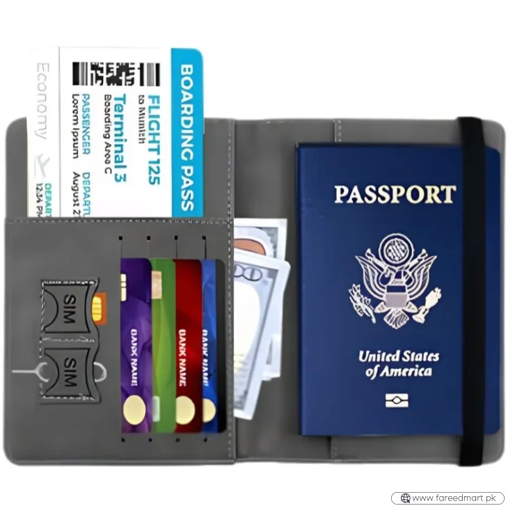 RFID Blocking Passport Wallet  | PU Leather Travel Document Holder with Card & Cash Pockets | Random Color