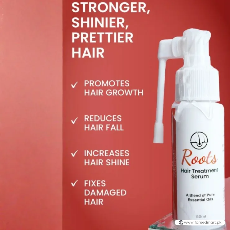 Roots Hair Treatment Serum | Nourishing Hair Growth Serum for Men & Women | Smooth, Shiny & Frizz-Free Hair | 50ml