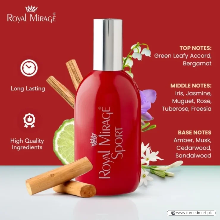 Royal Mirage Sport Eau De Cologne 120ml | Long-Lasting Refreshing Unisex Perfume