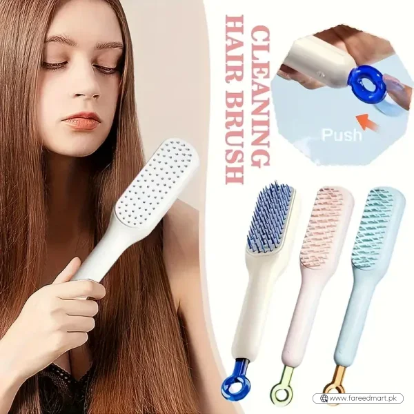 Self-Cleaning Hair Brush & Telescopic Comb | Detangling Brush with One-Pull Cleaning Mechanism | Random Color