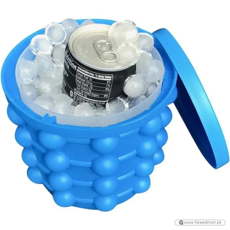 Silicone Ice Genie Cube Maker | 2-in-1 Ice Bucket Mold | Portable Soft Silicone Ice Cube Maker for Travel & Outdoor