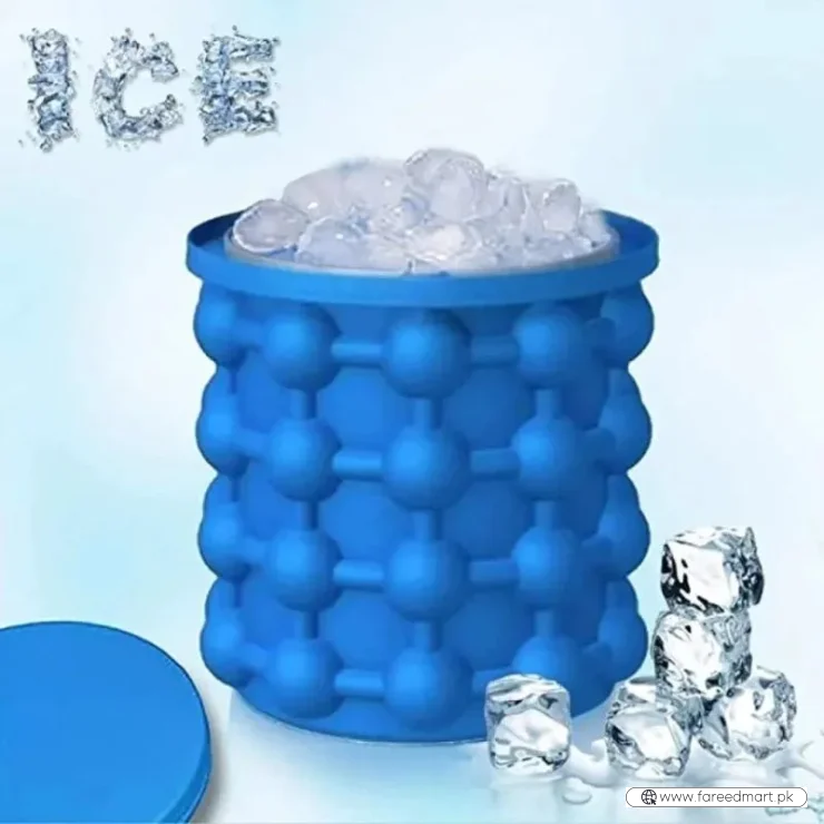 Silicone Ice Genie Cube Maker | 2-in-1 Ice Bucket Mold | Portable Soft Silicone Ice Cube Maker for Travel & Outdoor