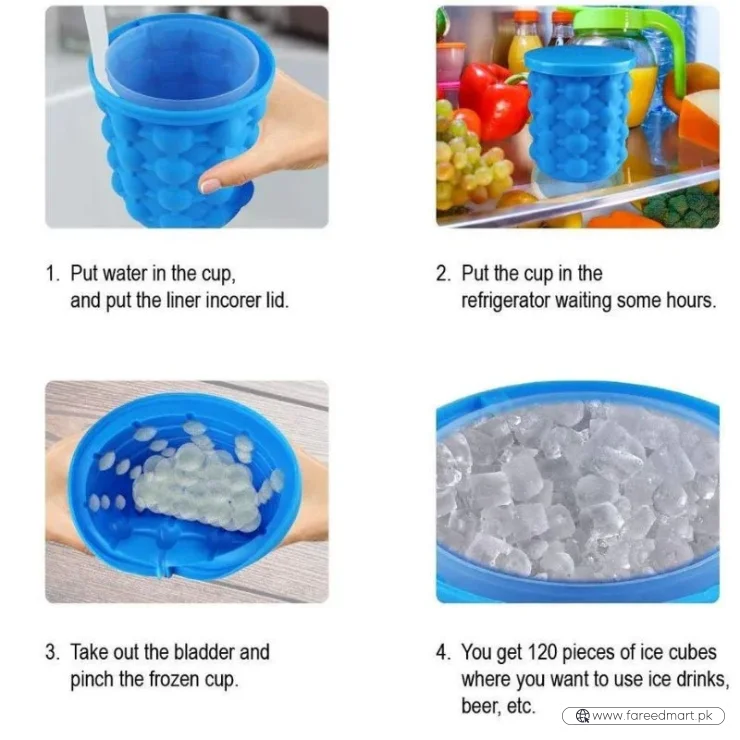 Silicone Ice Genie Cube Maker | 2-in-1 Ice Bucket Mold | Portable Soft Silicone Ice Cube Maker for Travel & Outdoor
