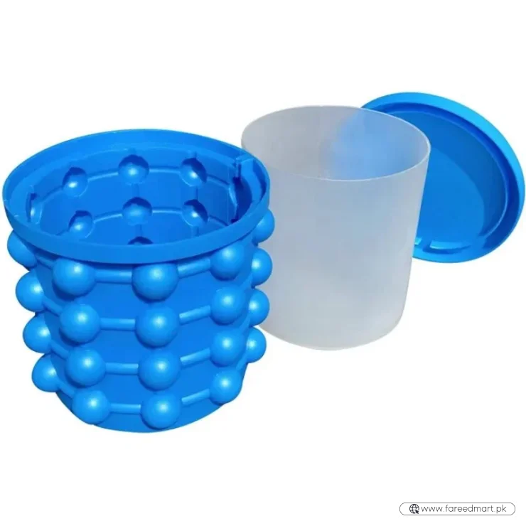 Silicone Ice Genie Cube Maker | 2-in-1 Ice Bucket Mold | Portable Soft Silicone Ice Cube Maker for Travel & Outdoor