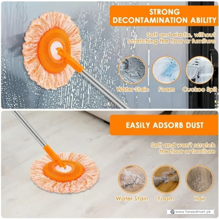 Sunflower Shape Cleaning Mop | 360° Rotating Extendable Microfiber | For Walls, Floors, Bathroom, Windows & Car Cleaning