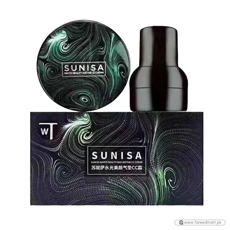 SUNISA 3-in-1 Air Cushion CC & BB Cream | Waterproof Moisturizing Foundation with Sponge