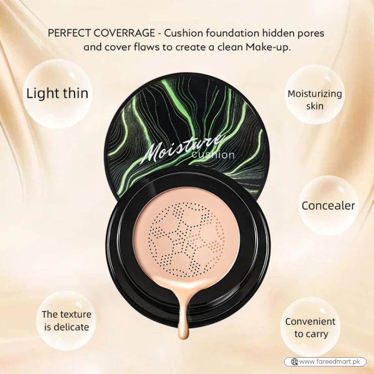SUNISA 3-in-1 Air Cushion CC & BB Cream | Waterproof Moisturizing Foundation with Sponge