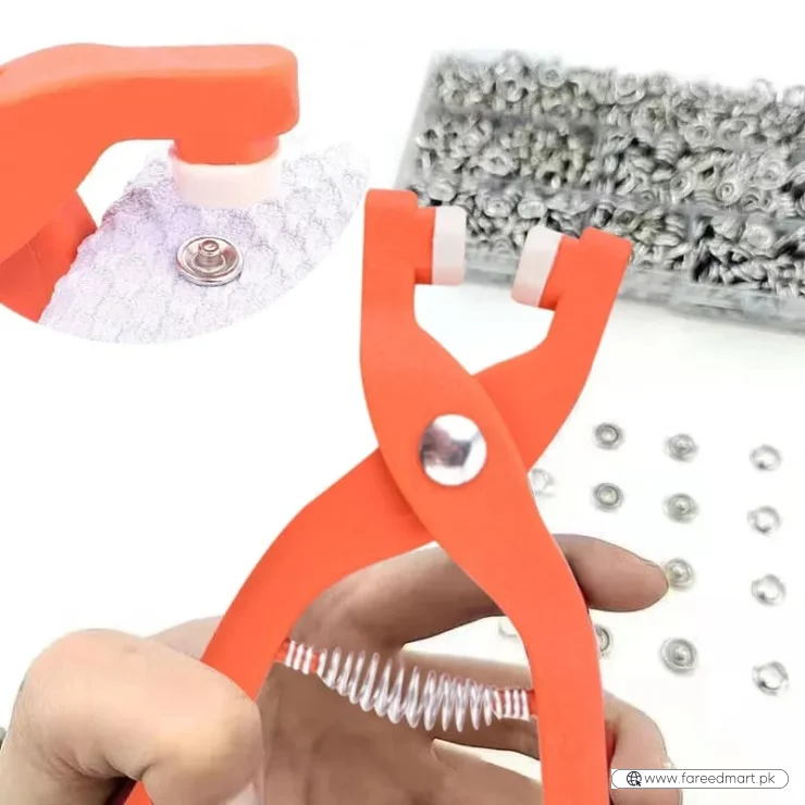 Tich Button Machine Plier with 25 Plastic Snap Buttons | DIY Sewing & Craft Tool