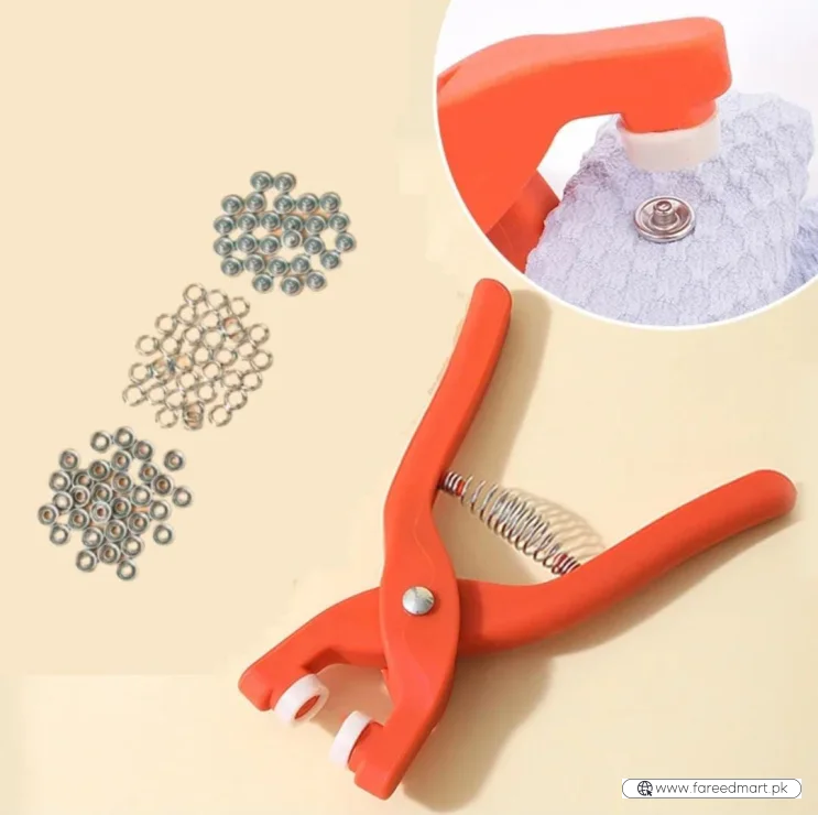 Tich Button Machine Plier with 25 Plastic Snap Buttons | DIY Sewing & Craft Tool